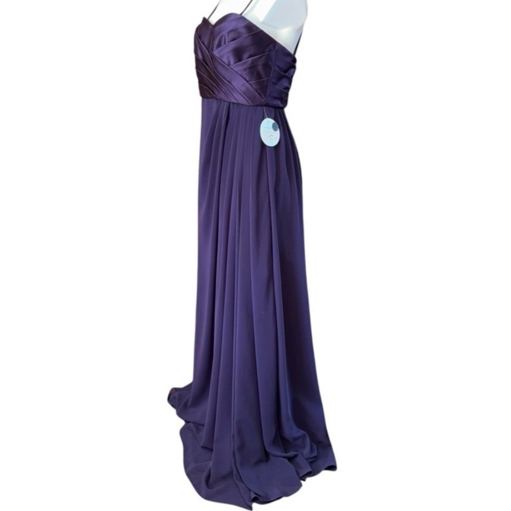 Angelique Purple Formal Gown Size 12 NWT Strapless Chiffon Prom Dress - Picture 3 of 7